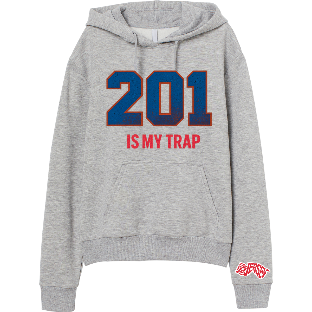 gray 201 area code hoodie NJ streetwear oversized puff print