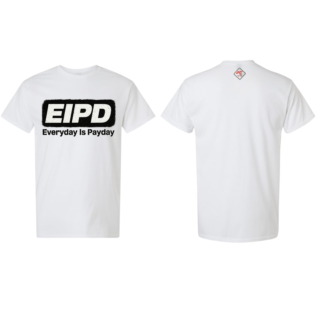 white EIPD puff print streetwear t-shirt by NY IS MY TRAP® – Everyday Is Payday urban fashion in black Bella+Canvas tee