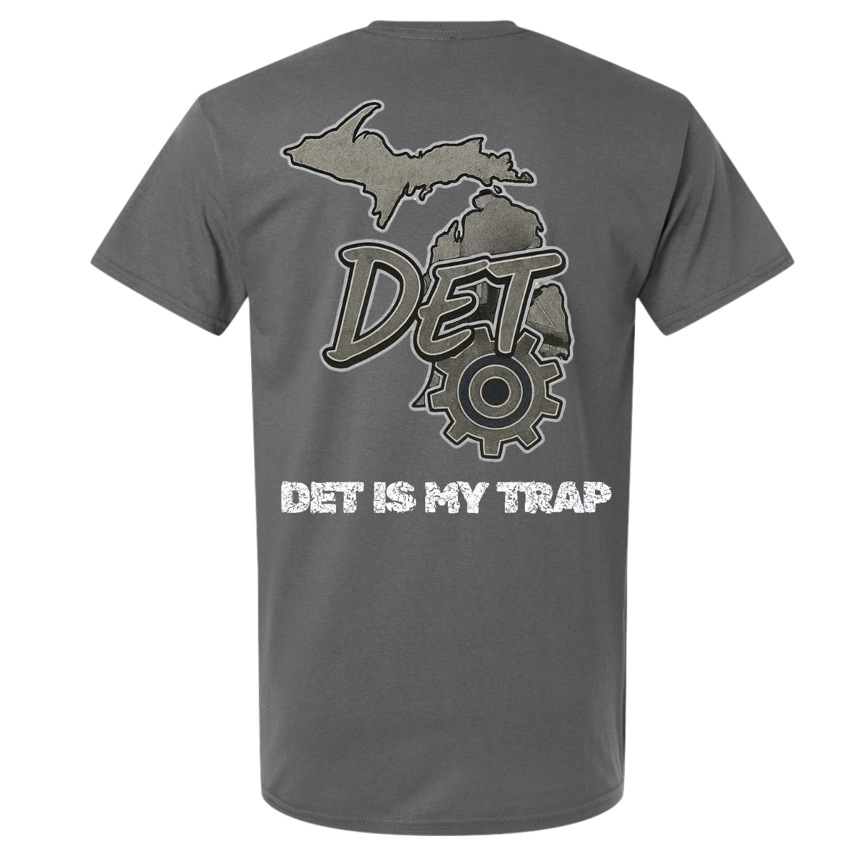 Detroit 313 puff print shirt in gray by NY IS MY TRAP® – Motor City inspired streetwear