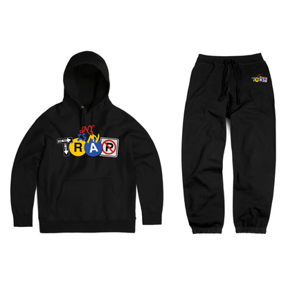 NY IS MY TRAP logo black sweatsuit hoodie and jogger set – NYC streetwear