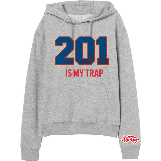 gray 201 area code hoodie NJ streetwear oversized puff print