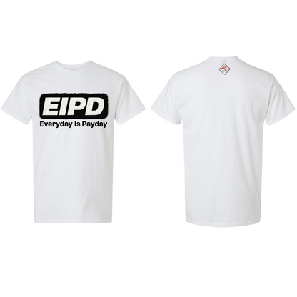 white EIPD puff print streetwear t-shirt by NY IS MY TRAP® – Everyday Is Payday urban fashion in black Bella+Canvas tee