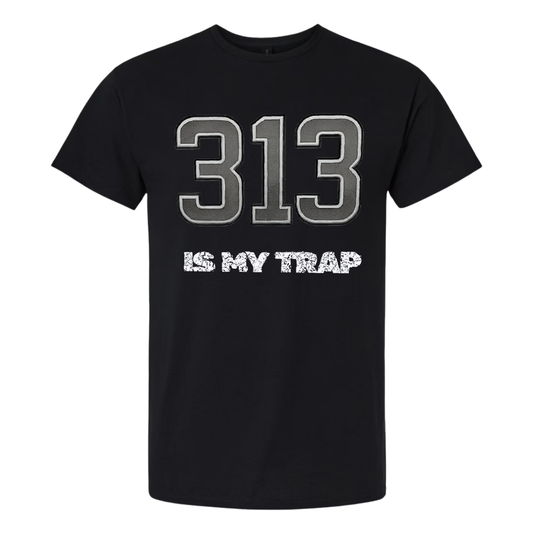 Detroit 313 puff print shirt in black  by NY IS MY TRAP® – Motor City inspired streetwear