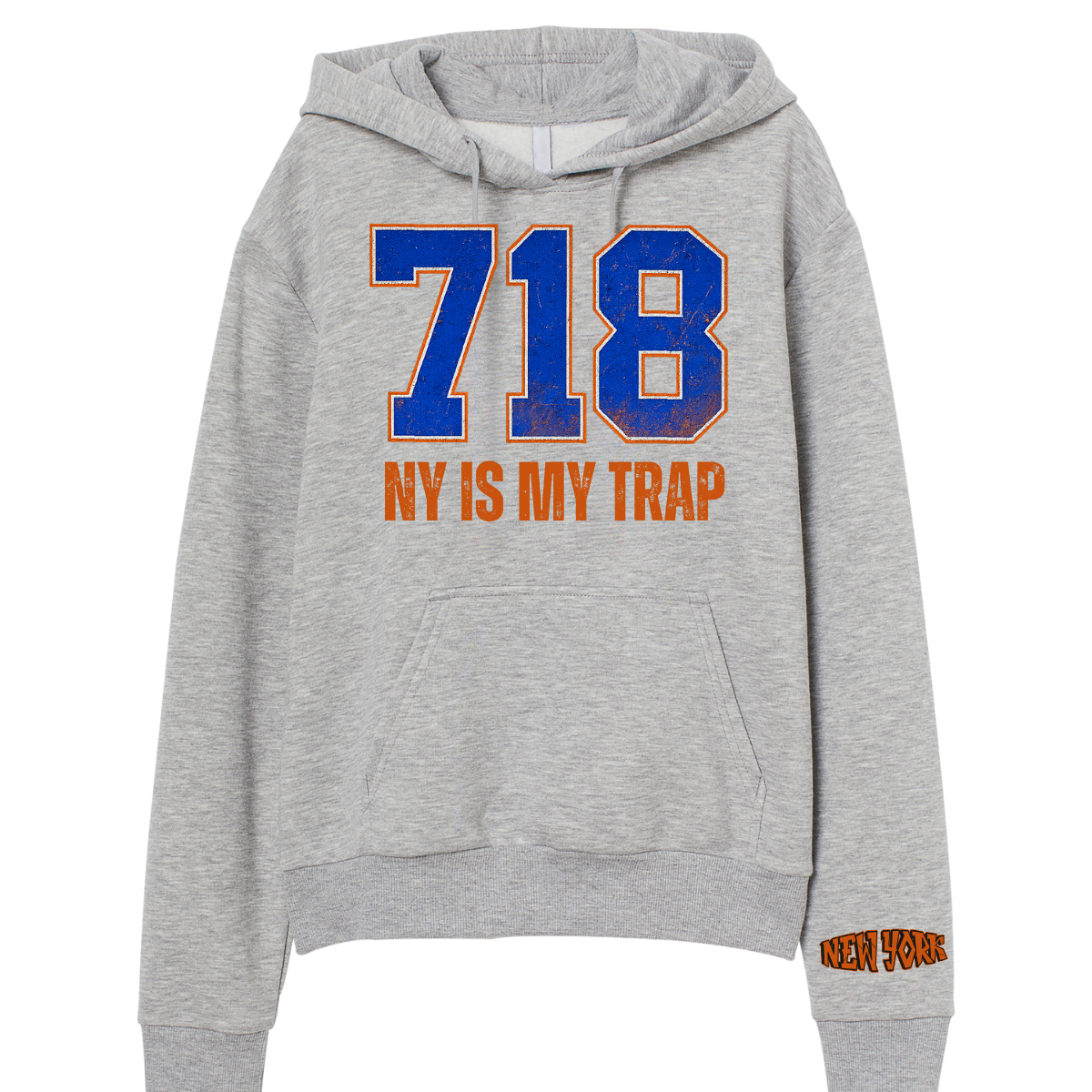 gray 718 area code hoodie with ny is my trap text by ny is my trap