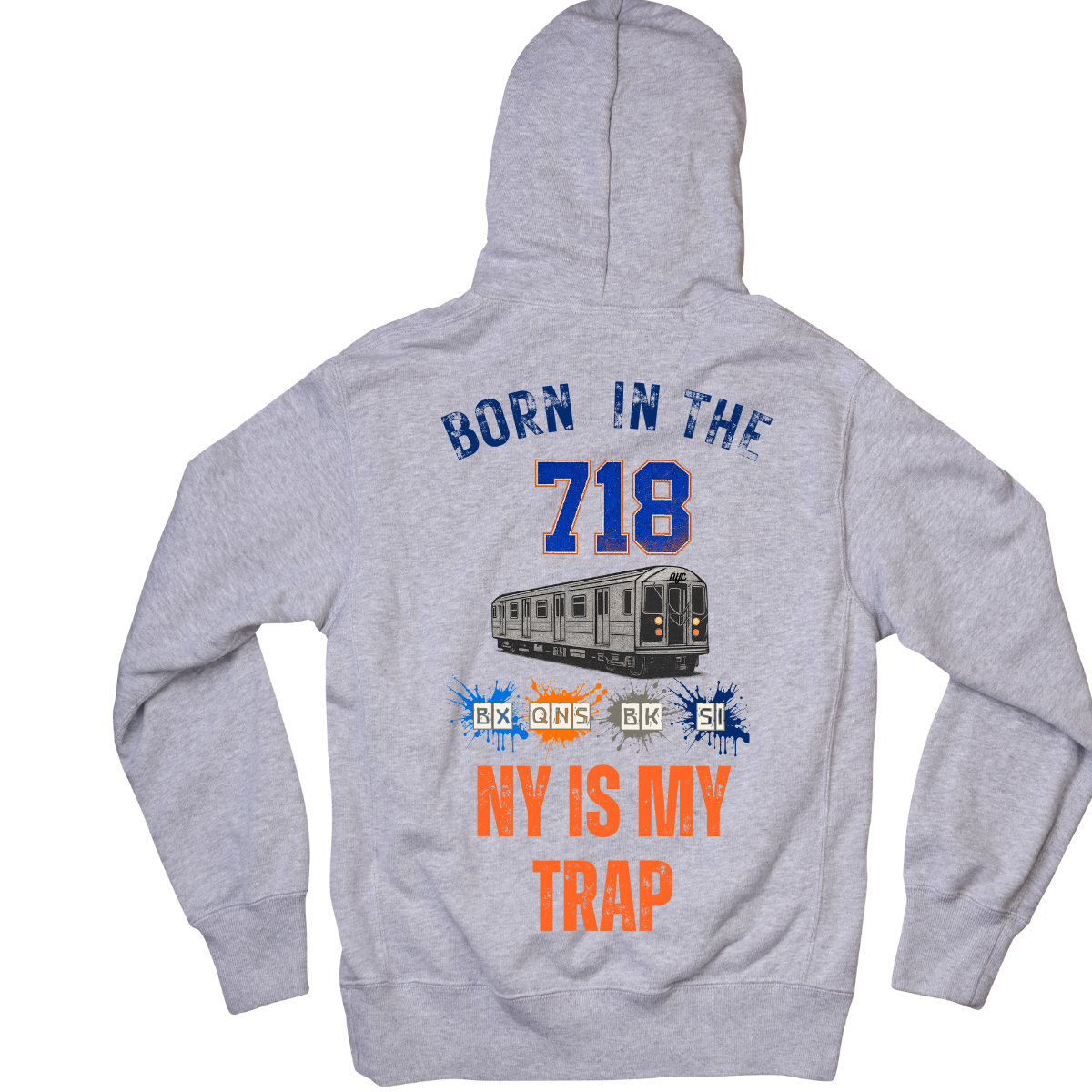 gray 718 hoodie with ny is my trap text by ny is my trap
