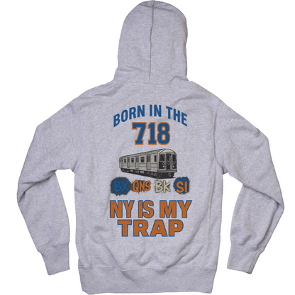 gray 718 hoodie NY streetwear, 718 area code hoodie, NY IS MY TRAP black hoodie
