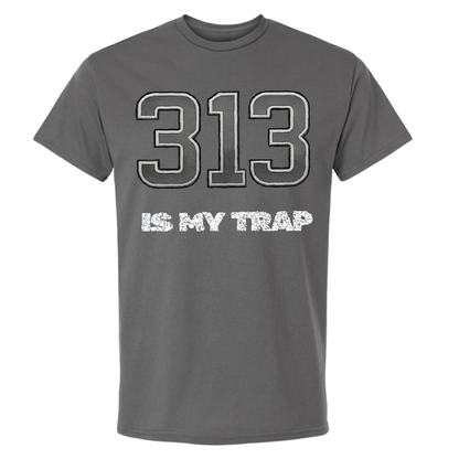 Detroit 313 puff print shirt in gray by NY IS MY TRAP® – Motor City inspired streetwear